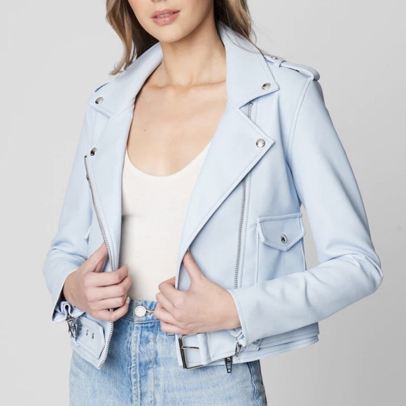 Blank NYC Jackets & Blazers - Blank NYC Sky Blue Leather Jacket